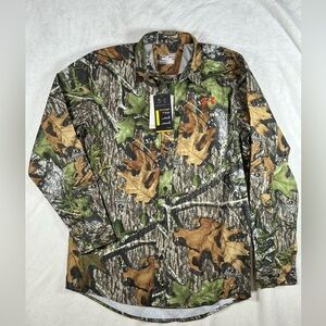 NWT Under Armor Mossy Oak Medium UA Hunt Camo Performance Button Front Shirt